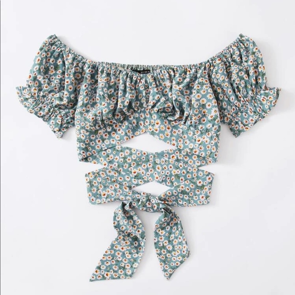 SHEIN floral wrap crop top